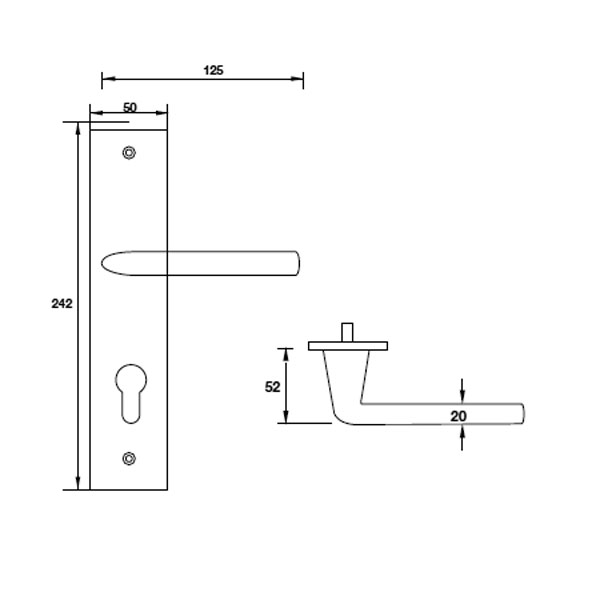 Tay nắm gạt đế dài C/C 72mm Hafele 903.98.465 4 Kích thước của tay nắm gạt đế dài C/C 72mm Hafele 903.98.465