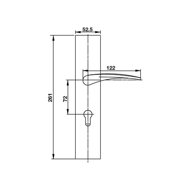 Tay nắm gạt mở trái C/C 72mm Hafele 903.99.322 4 Kích thước của Tay nắm gạt mở trái C/C 72mm Hafele 903.99.322