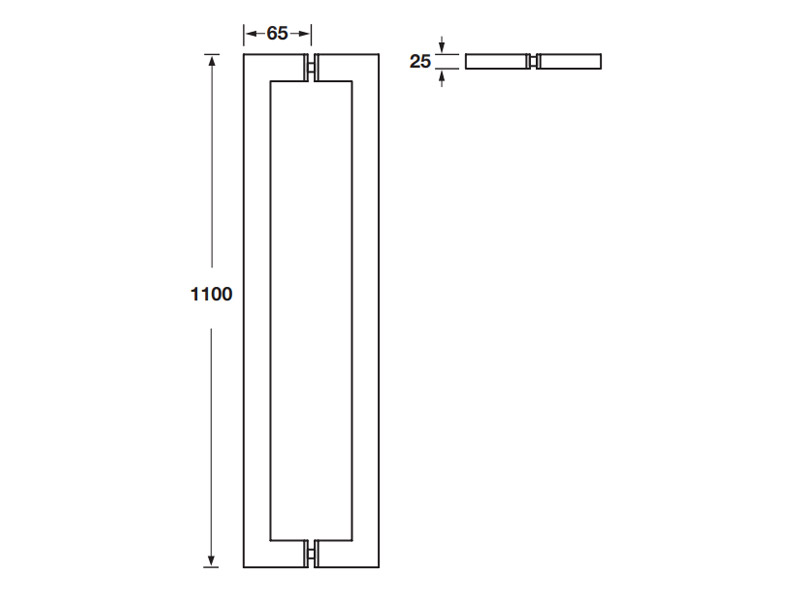 Tay nắm kéo vuông C/C 1075mm Hafele 499.68.039 4 Kích thước của Tay nắm kéo vuông C/C 1075mm Hafele 499.68.039