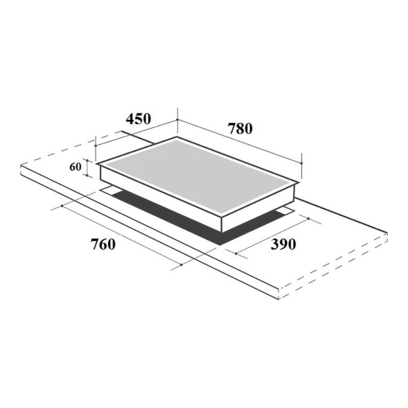 Bếp từ Canzy 3 vùng nấu CZ-ML86GA lắp âm 4 Kích thước lắp đặt bếp từ Canzy 3 vùng nấu CZ-ML86GA lắp âm