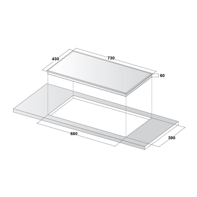 Bếp từ đôi Canzy CZ 6868 Plus lắp âm 4 Kích thước lắp đặt bếp từ đôi Canzy CZ 6868 Plus lắp âm