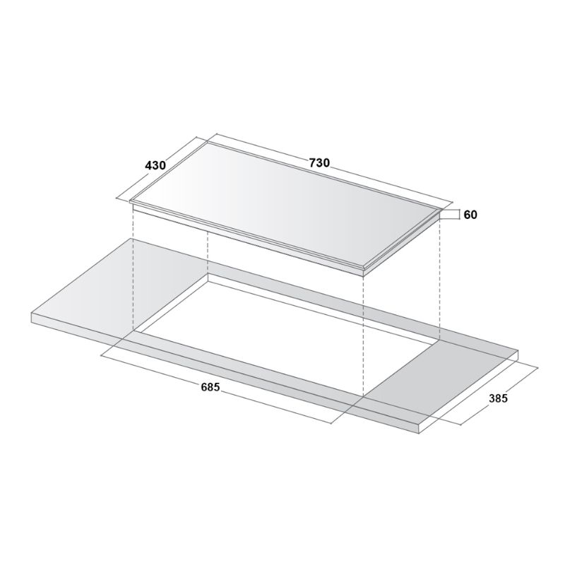 Bếp từ đôi Canzy CZ-88NPSI lắp âm 4 Kích thước lắp đặt bếp từ đôi Canzy CZ-88NPSI lắp âm