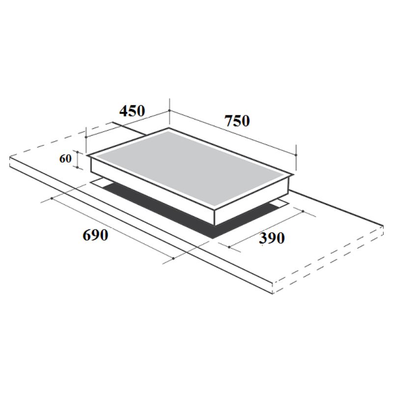 Bếp từ đôi Canzy CZ-TL867T lắp âm 4 Kích thước lắp đặt bếp từ đôi Canzy CZ-TL867T lắp âm