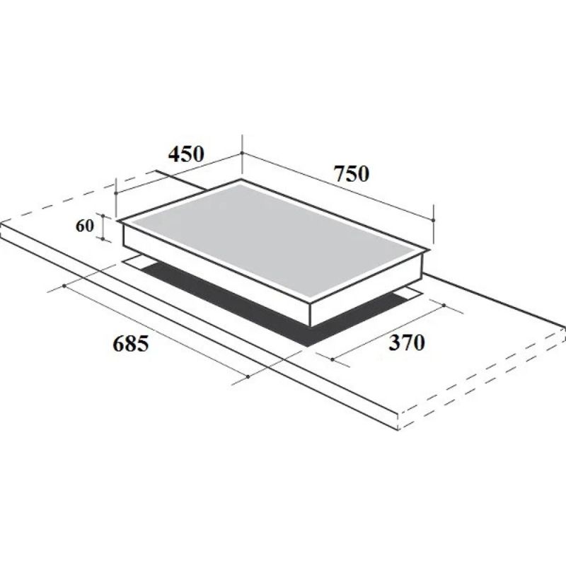 Bếp từ đôi Canzy CZI-9922P lắp âm 4 Kích thước lắp đặt bếp từ đôi Canzy CZI-9922P lắp âm