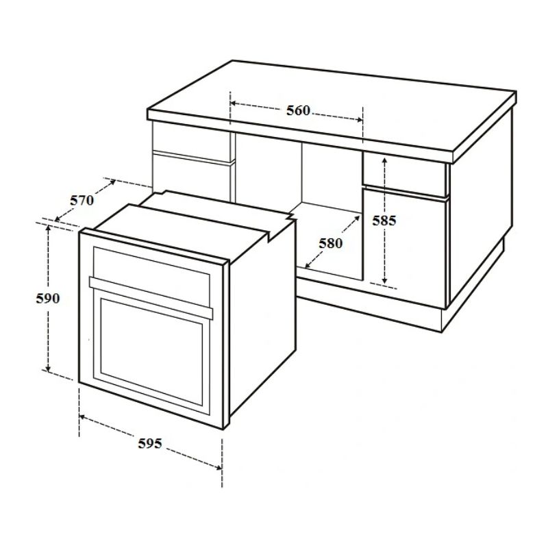 Lò nướng âm tủ Canzy CZ 09DL 4 Kích thước lò nướng âm tủ Canzy CZ 09DL