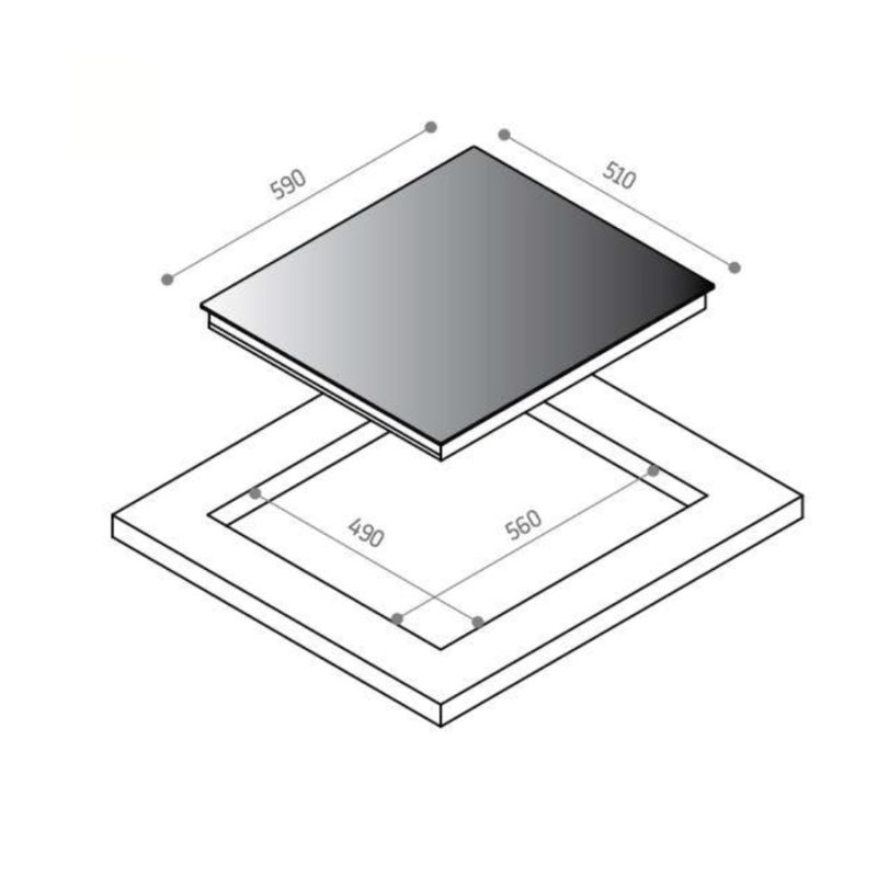 Bếp từ Upscale 4 vùng nấu FC64B lắp âm 4 Kích thước bếp từ Upscale 4 vùng nấu FC64B lắp âm
