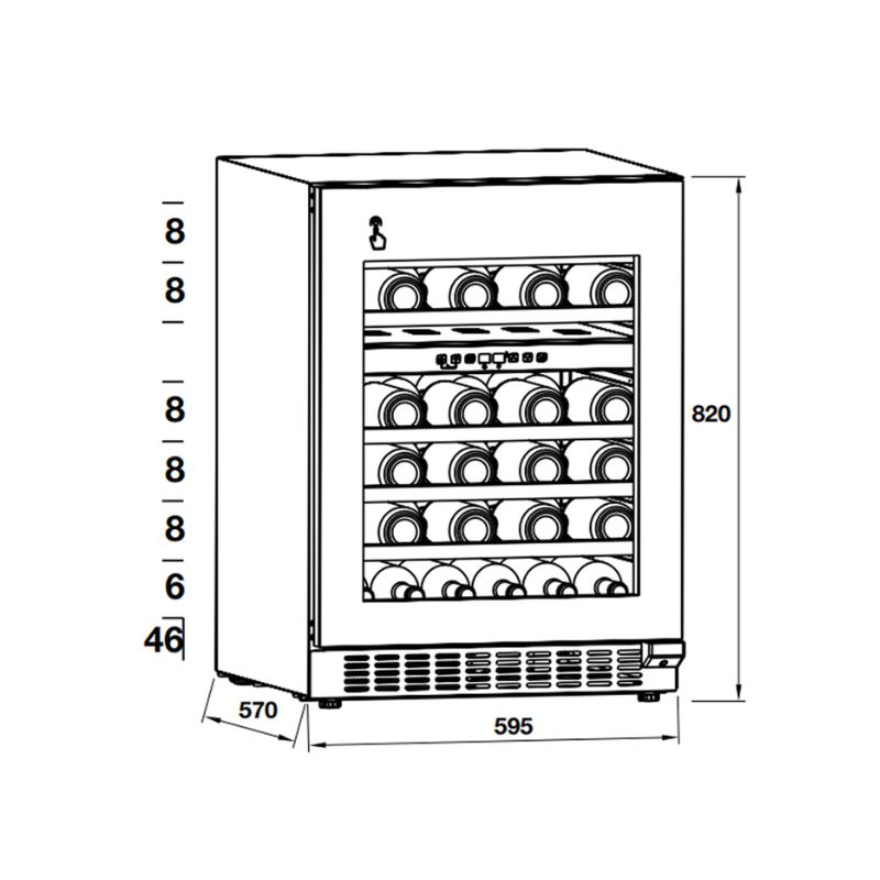 Tủ rượu Hafele HW-C129FB 533.17.011 lắp âm 5 Kích thước tủ rượu Hafele HW-C129FB 533.17.011 lắp âm