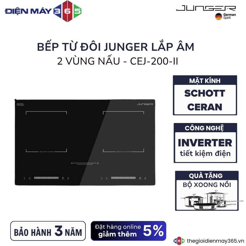Bếp từ đôi Junger CEJ-200-II lắp âm 3 Bếp từ đôi Junger CEJ-200-II lắp âm