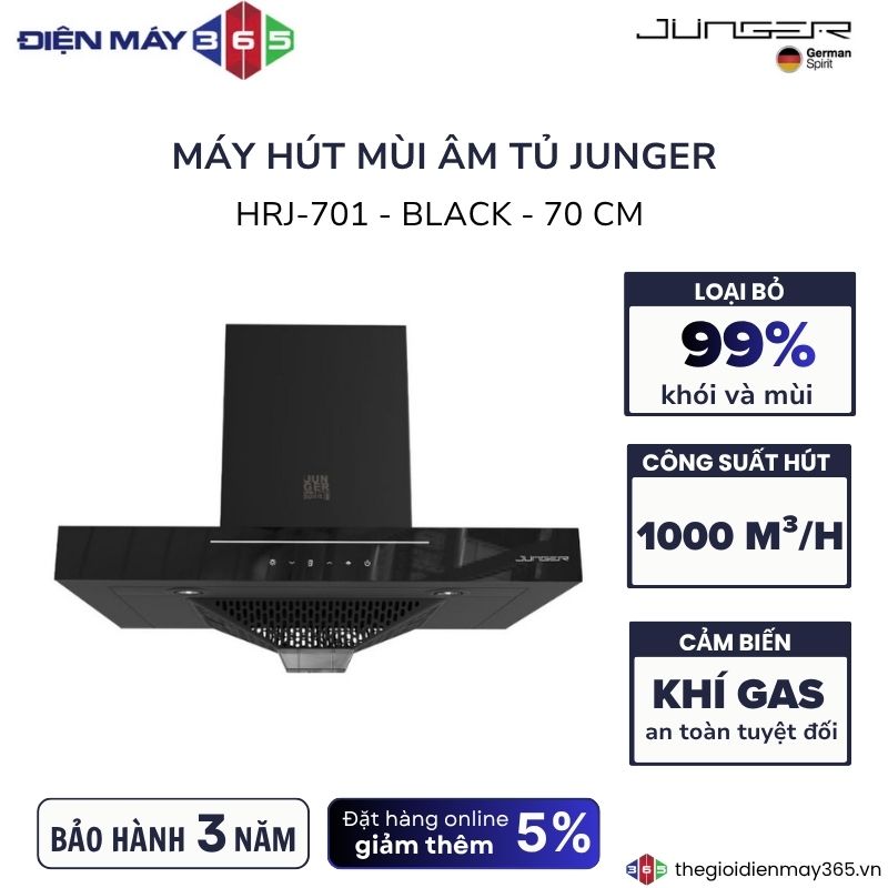 Máy hút mùi âm tủ Junger HRJ-701 Black 3 Máy hút mùi âm tủ Junger HRJ-701 Black