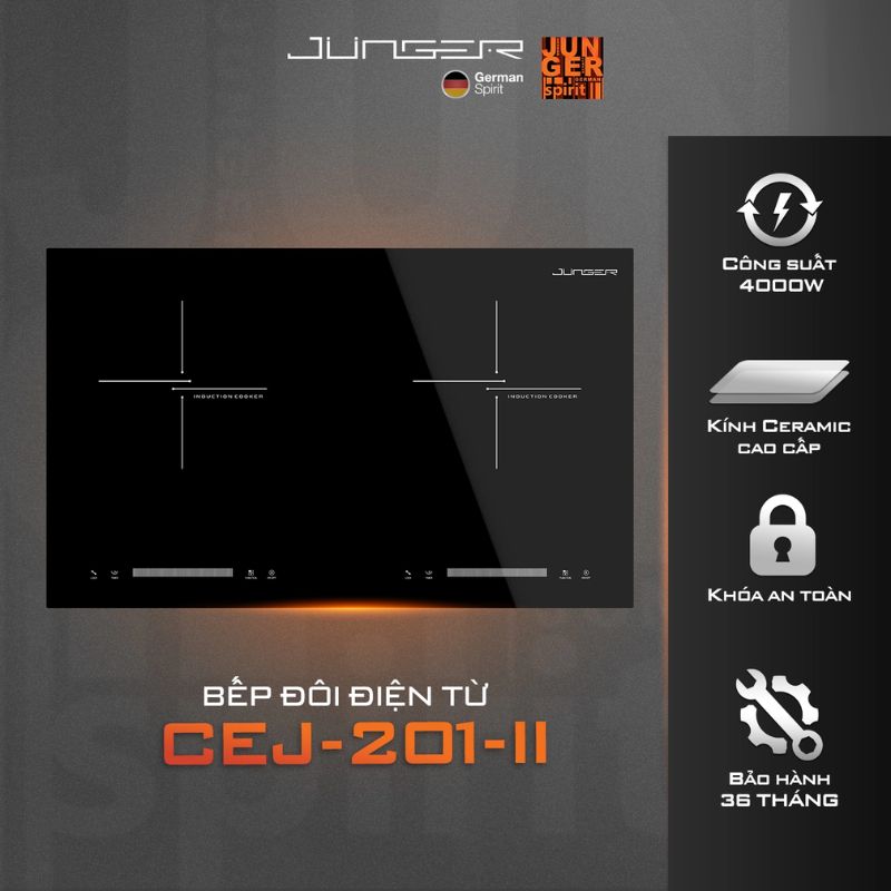Bếp từ đôi Junger CEJ-201-II lắp âm 6 Hình ảnh bếp từ đôi Junger CEJ-201-II lắp âm