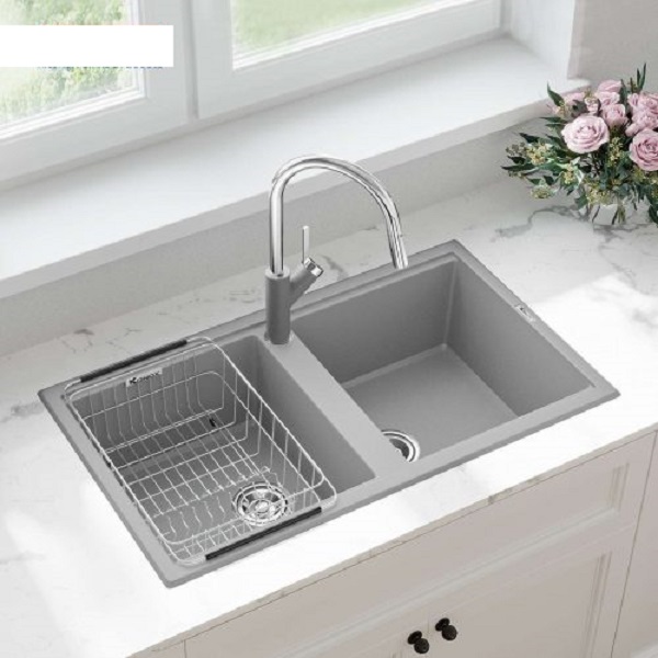 Chậu rửa bát Konox Granite Sink Phoenix Smart 860 Grey 6 Ảnh thực tế chậu rửa bát Konox Granite Sink Phoenix Smart 860 - Grey
