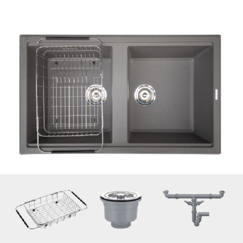 Chậu rửa bát Konox Granite Sink Phoenix Smart 860 Grey 9 Các chi tiết chậu rửa bát Konox Granite Sink Phoenix Smart 860 - Grey