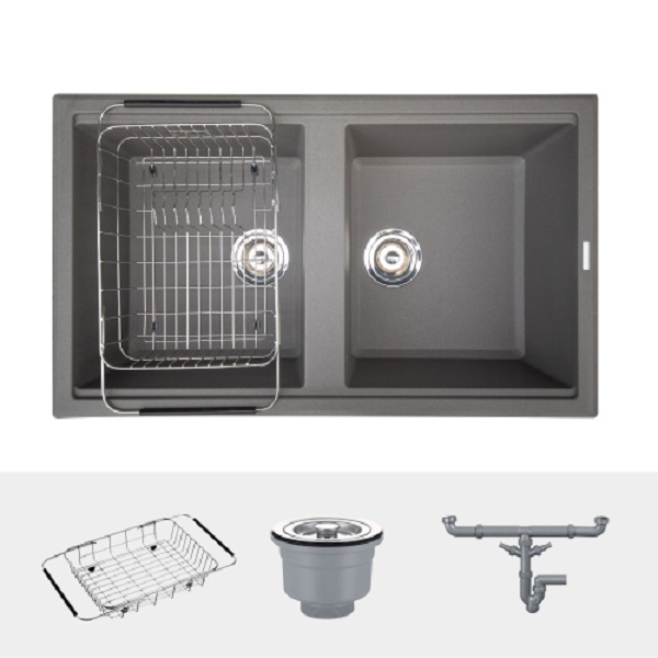 Chậu rửa bát Konox Granite Sink Phoenix Smart 860 Grey 5 Các chi tiết chậu rửa bát Konox Granite Sink Phoenix Smart 860 - Grey