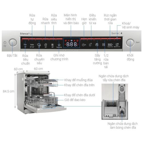 Máy rửa bát độc lập Bocsh SMS4EKI06E Serie 4 7 Kích thước máy rửa bát độc lập Bocsh SMS4EKI06E Serie 4