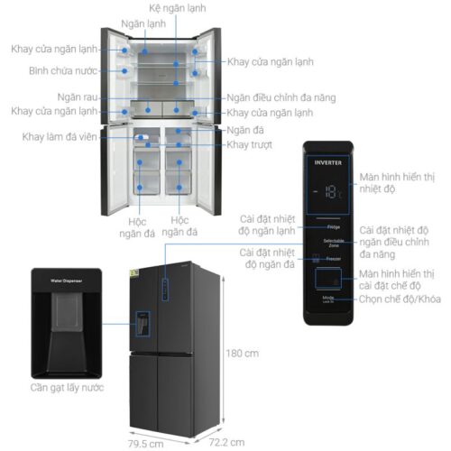 Tủ lạnh 4 cánh side by side 464 lít Hitachi HR4N7520DSWDXVN 9 Chi tiết tủ lạnh 4 cánh side by side 464 lít Hitachi HR4N7520DSWDXVN