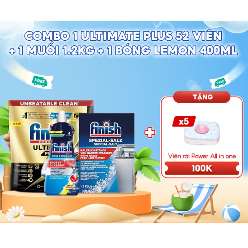Viên rửa bát Finish Ultimate Plus túi 85 viên 5 Ảnh Finish Ultimate Plus túi 85 viên
