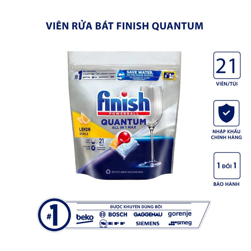 Viên rửa bát Finish Quantum All In One túi 21 viên 4 Ảnh viên rửa bát Finish Quantum All In One túi 21 viên