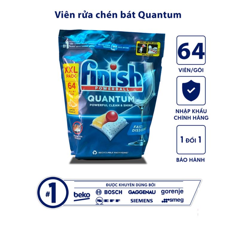 Viên rửa bát Finish Quantum túi 64 viên 7 Viên rửa bát Finish Quantum túi 64 viên