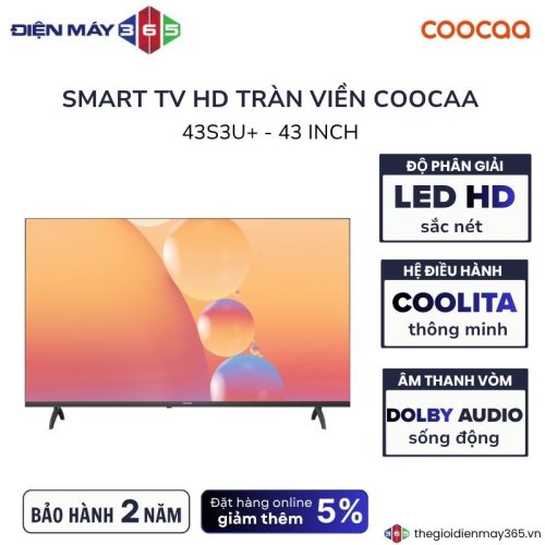 Tivi Smart Full HD 43 Inch Coocaa 43S3U+