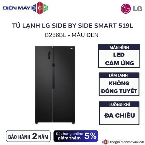 Tủ Lạnh 2 cánh side by side Inverter 519 Lít LG GR-B256BL