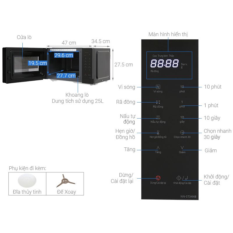 Lò vi sóng Panasonic NN-ST34NBYUE 5 Lò vi sóng Panasonic NN-ST34NBYUE - Ảnh 3