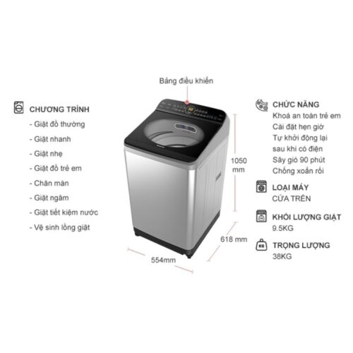 Máy Giặt Panasonic Inverter 9.5 Kg NA-FD95X1LRV cửa trên 9 Kích thước máy Giặt Panasonic Inverter 9.5 Kg NA-FD95X1LRV cửa trên