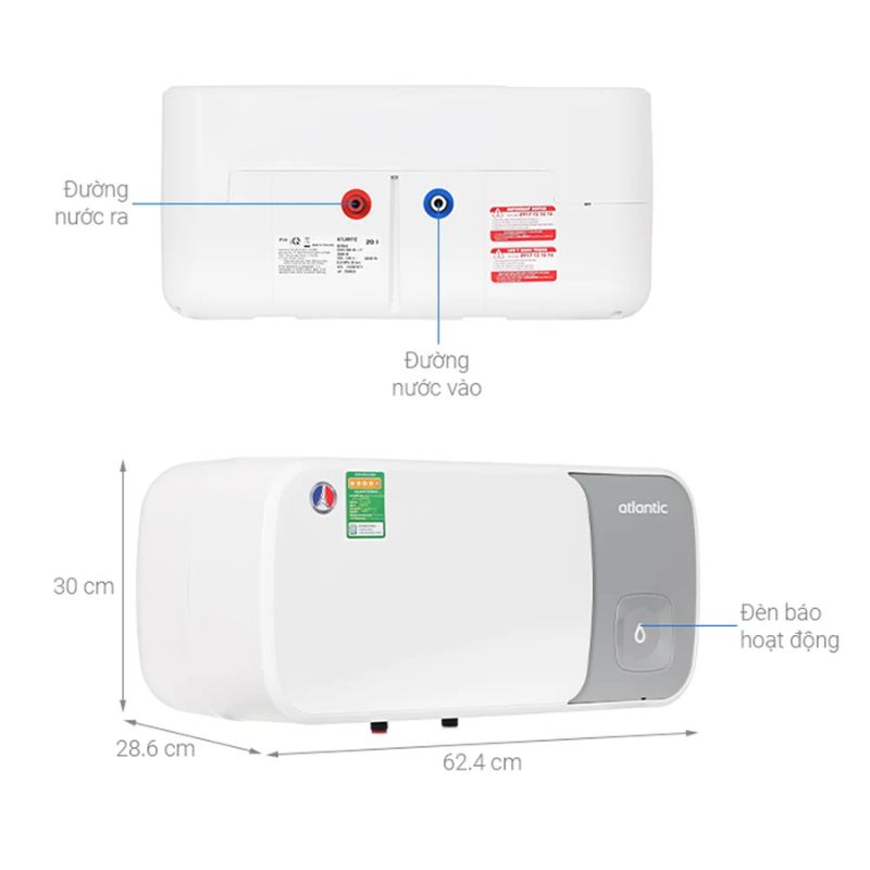 Máy nước nóng Atlantic SWH 20H M-14 ESA SLIM 823044 5 Kích thước máy nước nóng Atlantic SWH 20H M-14 ESA SLIM 823044