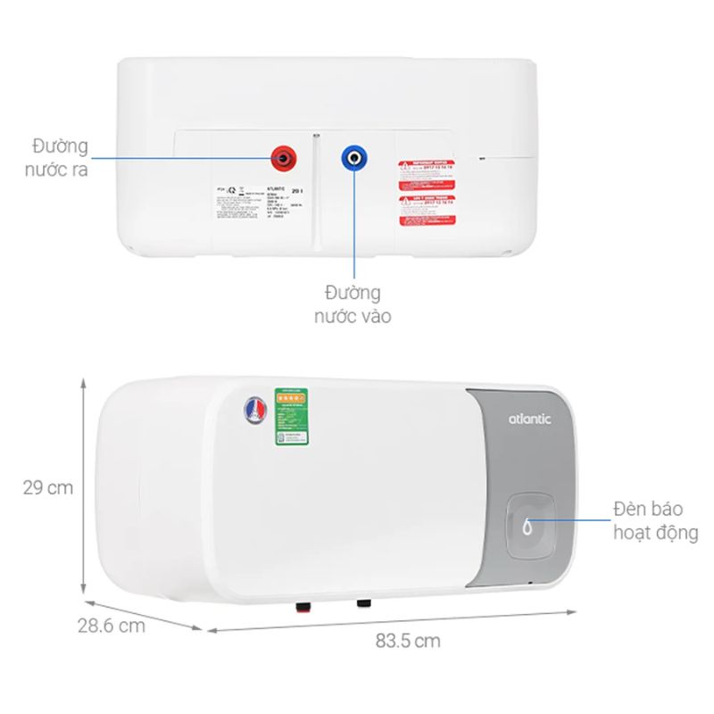 Máy nước nóng Atlantic SWH 30H M-14 ESA SLIM 833057 6 Kích thước máy nước nóng Atlantic SWH 30H M-14 ESA SLIM 833057
