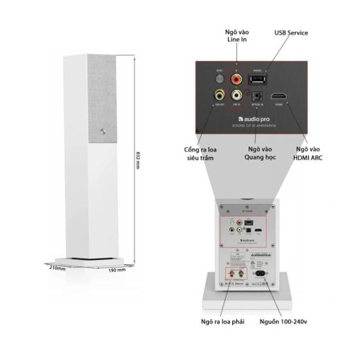 Loa Audio Pro A38 (WHITE) 5 Thông số loa Audio Pro A38 (WHITE)