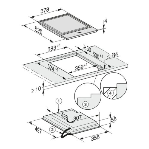 Bếp điện Teppan Yaki Miele CS 7632 FL lắp âm 7 Kích thước bếp điện Teppan Yaki Miele CS 7632 FL lắp âm