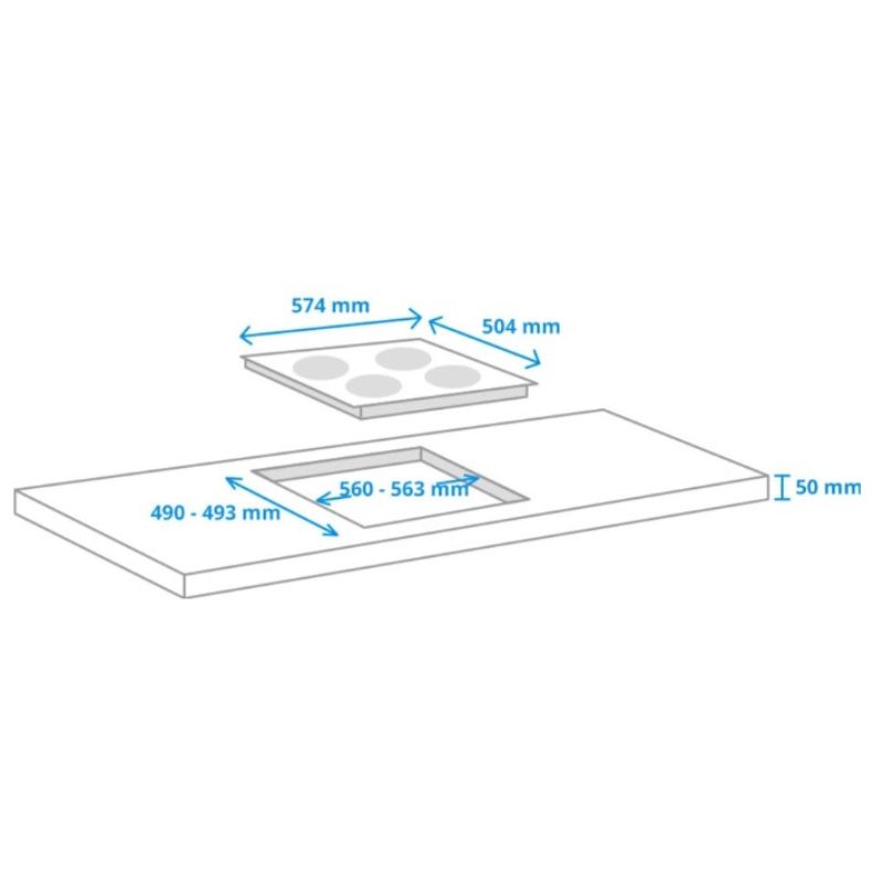 Bếp từ Miele 4 vùng nấu KM 7201 FR lắp âm 5 Kích thước bếp từ Miele 4 vùng nấu KM 7201 FR lắp âm