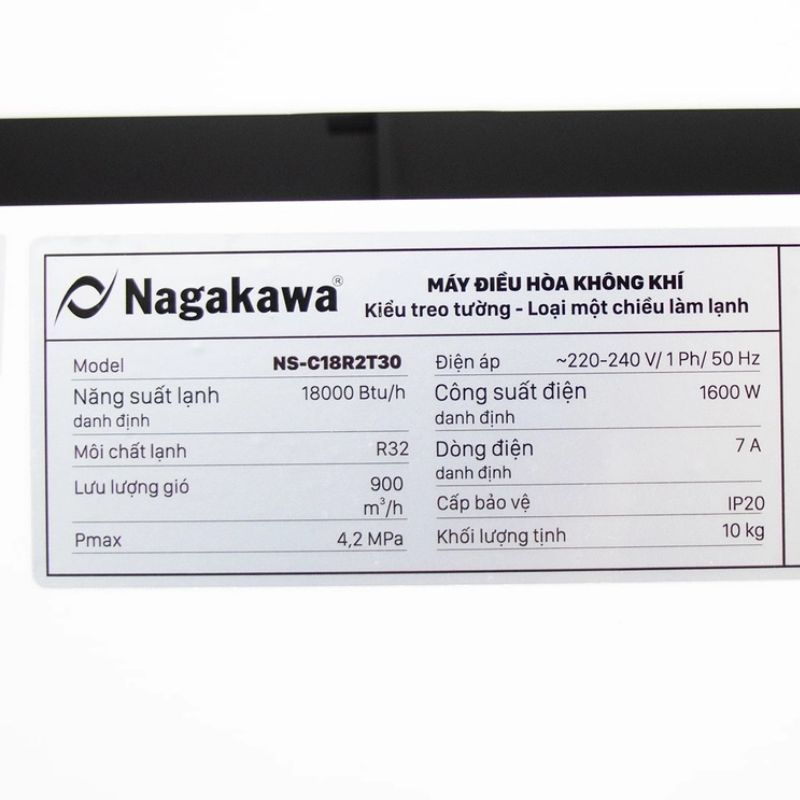 Điều hòa 1 chiều Nagakawa NS-C18R2T30/B52 5 thông tin Điều hòa 1 chiều Nagakawa NS-C18R2T30/B52
