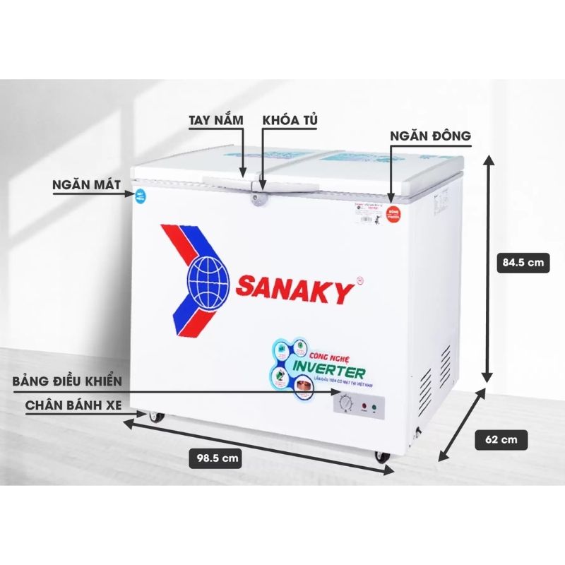 Tủ Đông SANAKY VH2599W3 6 Kích Thước Tủ Đông SANAKY VH2599W3