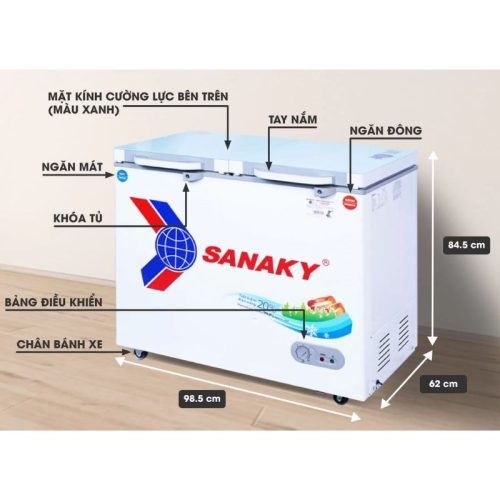 Tủ Đông SANAKY VH2599W2KD 9 Kích Thước Tủ Đông SANAKY VH2599W2KD