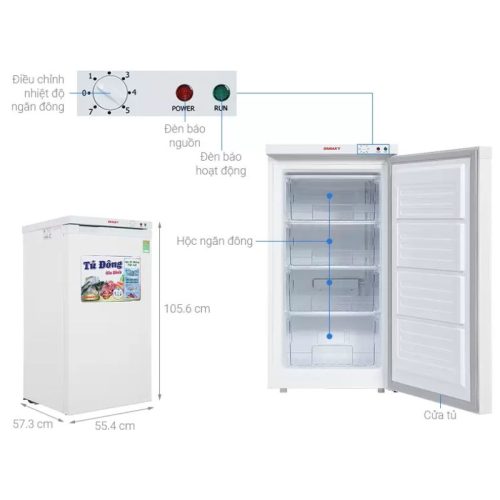Tủ đông đứng Sanaky VH-160VD 118 lít 9 Kích Thước Tủ đông đứng Sanaky VH-160VD 118 lít
