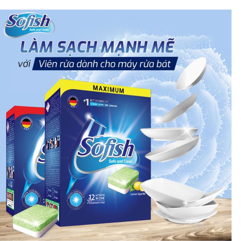 Viên rửa bát sofish hộp 70 viên rửa 5 Hình ảnh viên rửa bát sofish Hộp 70 viên