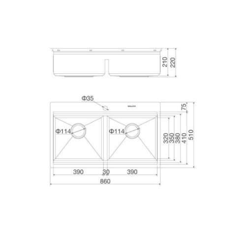 Chậu rửa bát Malloca Slide MS862 9 kich thuoc chau rua bat inox 2 ho malloca slide ms 862