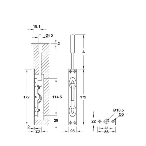 Chốt âm Hafele 911.81.165 5 kich thuoc chot am 105mm inox mo hafele 911.81.165