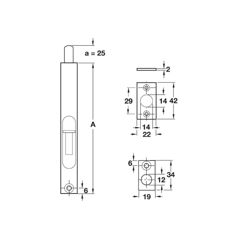 Chốt cửa âm 152mm Hafele 489.71.401 6 Chốt cửa âm 152mm Hafele 489.71.401 - Ảnh 4