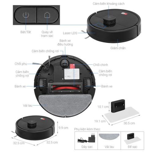 Robot hút bụi lau nhà Roborock Q7 TF 11 size robot hut bui lau nha roborock q7 tf