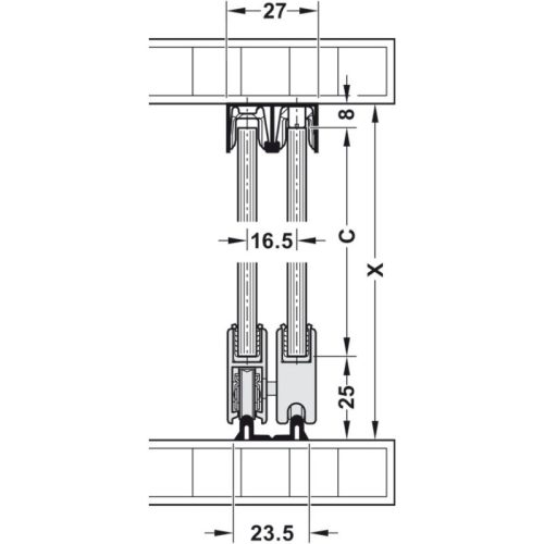 Ảnh Bánh Xe Trượt Slido F-line14 25a Hafele 415.13.103