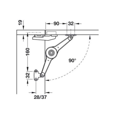 Bas cho phụ kiện tay nâng Hafele 373.66.694 11 Góc bas cho phụ kiện tay nâng Hafele 373.66.694