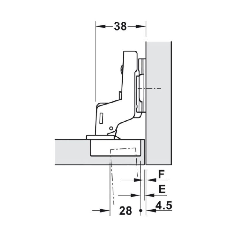 Bản lề lọt lòng Metalla A 95º Hafele 311.81.506 4 Kích thước Bản lề lọt lòng Metalla A 95º Hafele 311.81.506