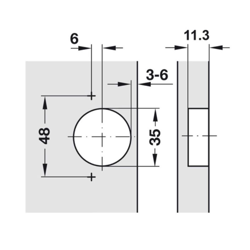 Bản Lề Lọt Lòng Metalla SM Hafele 315.20.752 6 Kích thước Bản Lề Lọt Lòng Metalla SM Hafele 315.20.752