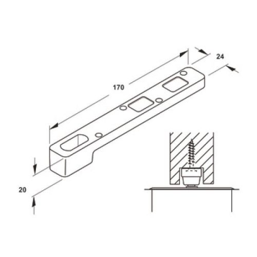 Bản lề sàn Inox mờ Hafele 932.77.090 5 Kích thước Bản lề sàn Inox mờ Hafele 932.77.090