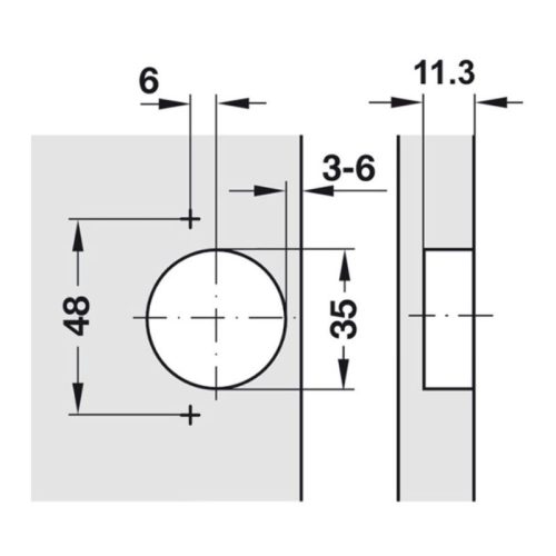 Bản lề trùm ngoài Metalla SM Hafele 315.20.750 7 Kích thước Bản lề trùm ngoài Metalla SM Hafele 315.20.750