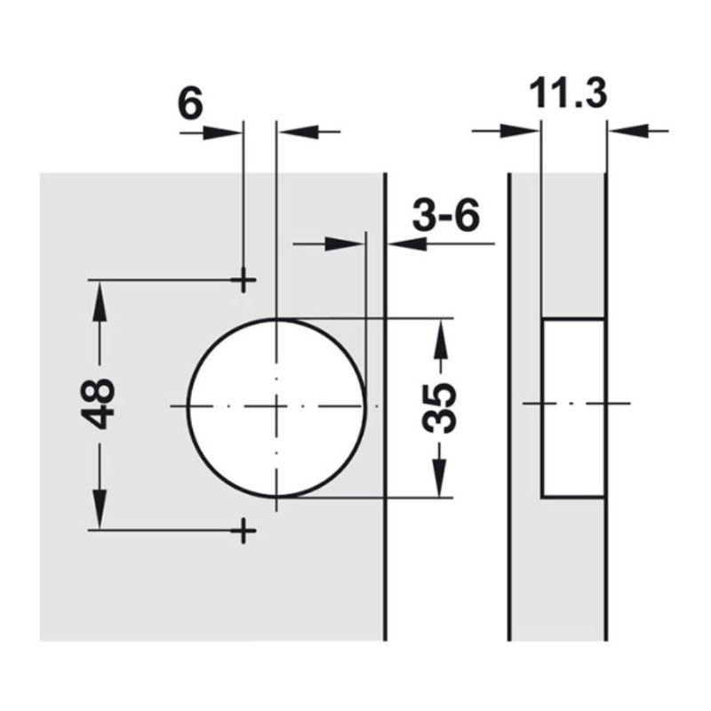 Bản lề trùm ngoài Metalla SM Hafele 315.20.750 5 Kích thước Bản lề trùm ngoài Metalla SM Hafele 315.20.750