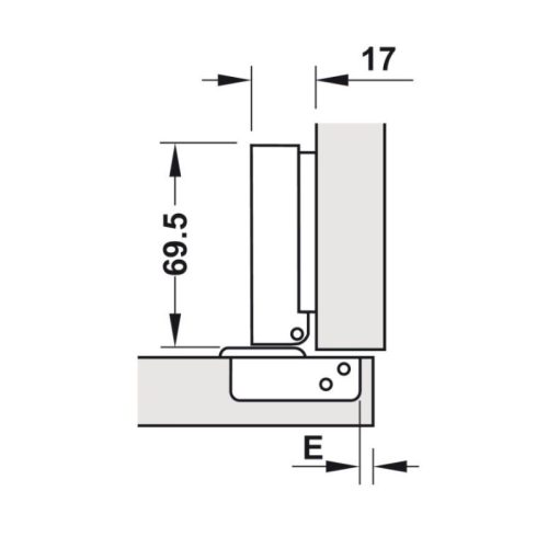 Kích thước Bản Lề Trùm Nửa Metalla SM 95º Hafele 315.08.851