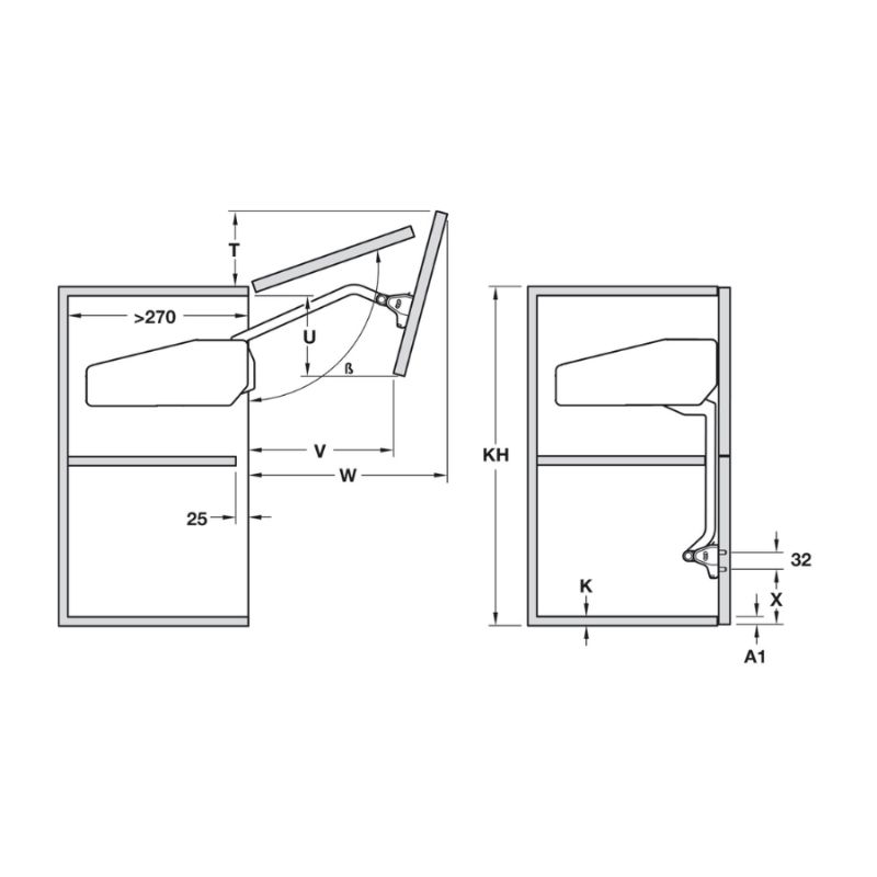 Bộ hộp lực Hafele 372.38.653 5 Kích thước bộ hộp lực Hafele 372.38.653