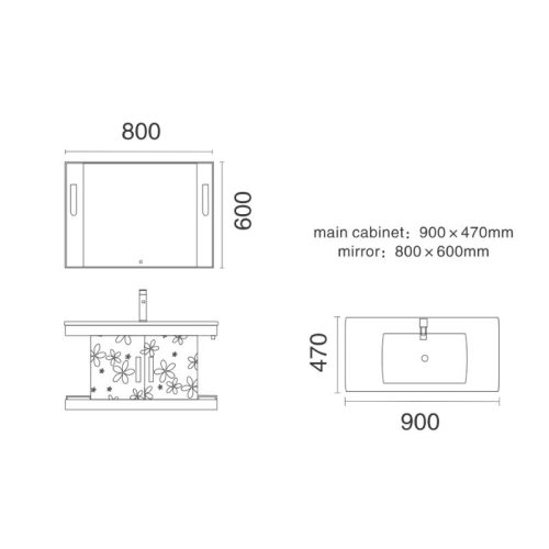 Bộ tủ chậu Gorlde GD535 5 Kích thước bộ tủ chậu Gorlde GD535